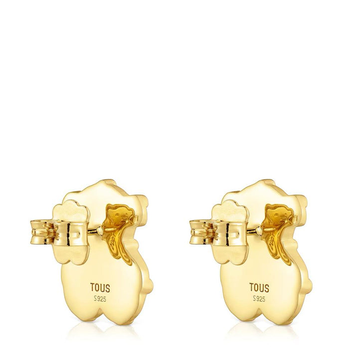 Aretes pequeños oso con baño de oro de 18 KT sobre plata
