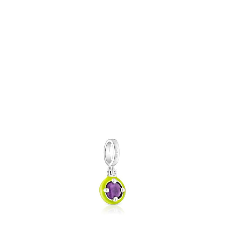 Dije de Plata amatista y esmalte lima