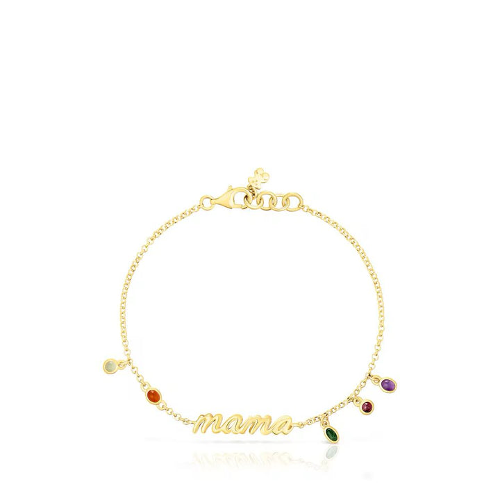 Pulsera MAMA en baño de oro 18 KT sobre plata y gemas.
