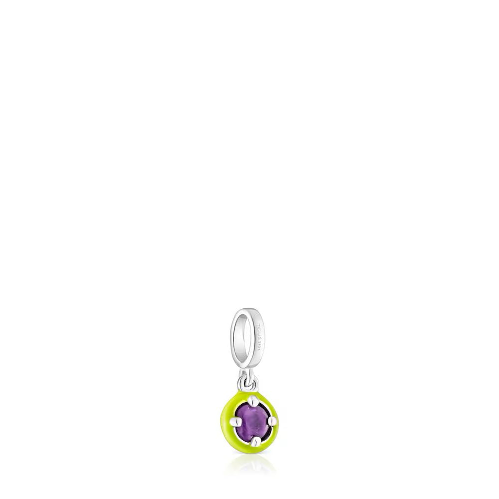 Dije de Plata amatista y esmalte lima