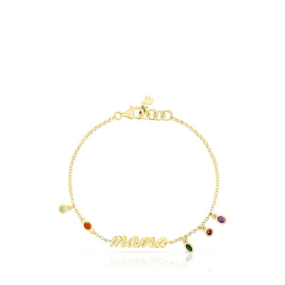 Pulsera MAMA en baño de oro 18 KT sobre plata y gemas.